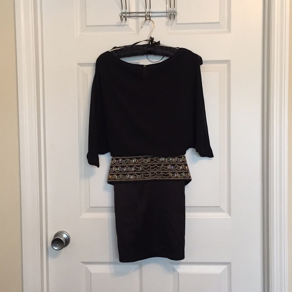 Black Dress with Beaded Belt